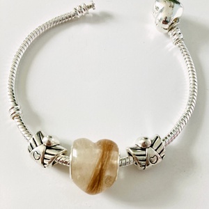 Szív alakú Pandora jellegű gyöngy kisállat szőrrel vagy Hamvakkal készült kegyeleti medál, kegyeleti ékszer, Ékszer, Nyaklánc, Medálos nyaklánc, Ékszerkészítés, MESKA