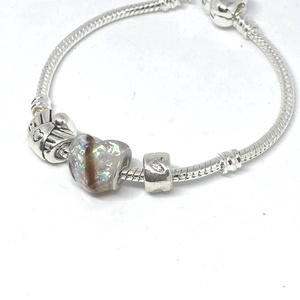 Fazettált szív alakú Pandora tipusú gyöngy, Babahajas,  hajtincses emlékőr  - ékszer - nyaklánc - medálos nyaklánc - Meska.hu