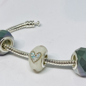 Ezüst belsővel! Pandora tipusú gyöngy, Babahajas,  hajtincses emlékőr  - ékszer - nyaklánc - medálos nyaklánc - Meska.hu