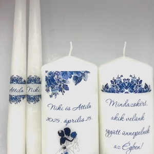 Esküvői gyertya szett 3 darabos - felirattal is - esküvő - dekoráció - gyertya & gyertyatartó - Meska.hu