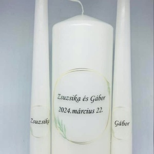 Esküvői gyertya szett 3 darabos - felirattal is - Meska.hu