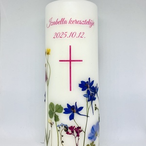 Virágos gyertya keresztelőre, első áldozásra, bérmálkozásra, Esküvő, Dekoráció, Gyertya & Gyertyatartó, Gyertya-, mécseskészítés, Mindenmás, MESKA