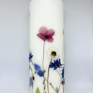 Virágos gyertya keresztelőre, első áldozásra, bérmálkozásra - esküvő - dekoráció - gyertya & gyertyatartó - Meska.hu