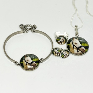 Saját fotós, lovas cabochon, üveglencsés füli, medál és karperec, Ékszer, Ékszerszett, Ékszerkészítés, Üvegművészet, MESKA