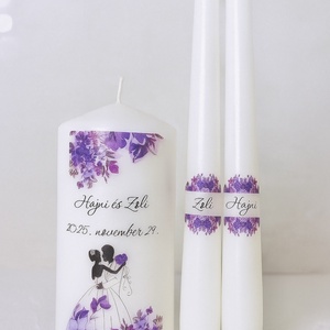 Esküvői gyertya szett 3 darabos - felirattal is - esküvő - dekoráció - gyertya & gyertyatartó - Meska.hu