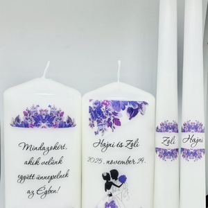 Esküvői gyertya szett 3 darabos - felirattal is - Meska.hu