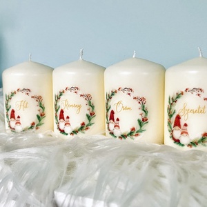 4 db-os Adventi gyertya szett (felirattal)  - karácsony - adventi díszek - adventi gyertyadíszek és koszorúdíszek - Meska.hu