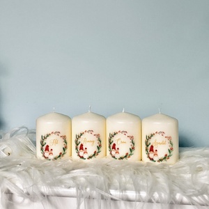 4 db-os Adventi gyertya szett (felirattal)  - karácsony - adventi díszek - adventi gyertyadíszek és koszorúdíszek - Meska.hu