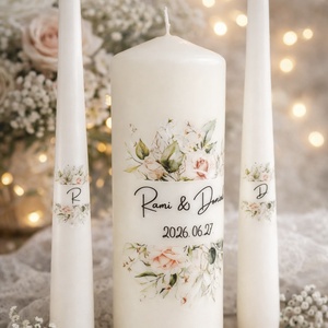 Esküvői gyertya szett 3 darabos - felirattal is - Meska.hu