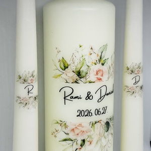 Esküvői gyertya szett 3 darabos - felirattal is - esküvő - dekoráció - gyertya & gyertyatartó - Meska.hu