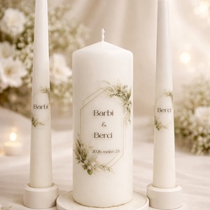 Esküvői gyertya szett 3 darabos - felirattal is - Meska.hu