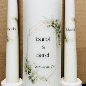 Esküvői gyertya szett 3 darabos - felirattal is - esküvő - dekoráció - gyertya & gyertyatartó - Meska.hu