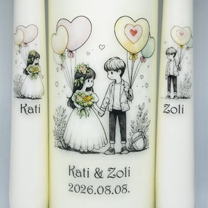 Esküvői gyertya szett 3 darabos - felirattal is - esküvő - dekoráció - gyertya & gyertyatartó - Meska.hu