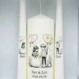 Esküvői gyertya szett 3 darabos - felirattal is - esküvő - dekoráció - gyertya & gyertyatartó - Meska.hu