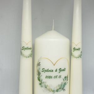 Esküvői gyertya szett 3 darabos - felirattal is - esküvő - dekoráció - gyertya & gyertyatartó - Meska.hu