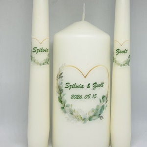 Esküvői gyertya szett 3 darabos - felirattal is - esküvő - dekoráció - gyertya & gyertyatartó - Meska.hu