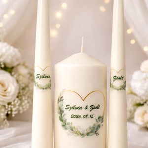 Esküvői gyertya szett 3 darabos - felirattal is - Meska.hu