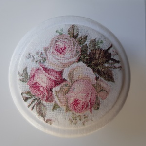 Vintage rózsás bútorgomb fából, decoupage technikával, fém csavarmenettel, tartozék csavarral - otthon & életmód - bútor - bútorfogantyú - Meska.hu