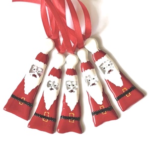 Mikulások  fenyődísz  szett  piros szalagon - karácsony - karácsonyi lakásdekoráció - karácsonyfadíszek - Meska.hu