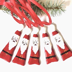 Mikulások  fenyődísz  szett  piros szalagon - Meska.hu