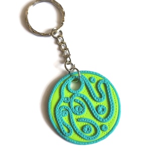 Kulcstartó, türkiz és narancssárga ékszergyurmából, Táska & Tok, Kulcstartó & Táskadísz, Kulcstartó, Gyurma, MESKA