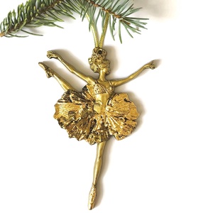 Táncoló angyal   óarany füstfóliával díszítve, karácsonyfadísz, öntött kerámia - Meska.hu