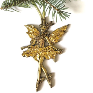 Táncoló angyal , barokk arany füstfóliával díszítve, karácsonyfadísz, öntött kerámia - Meska.hu