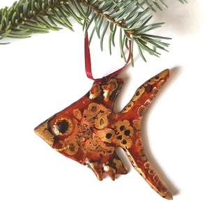 Piros hal,  üveg karácsonyfadísz - Meska.hu