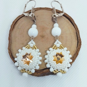 Fehér-arany csillag fülbevaló, Ékszer, Fülbevaló, Lógó fülbevaló, , MESKA