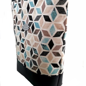 Geometriai mintás Női nagy táska - Kék, szürke és fekete színben  - táska & tok - kézitáska & válltáska - válltáska - Meska.hu