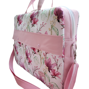 Magnólia virágos Laptop táska - Rózsaszín  - táska & tok - laptoptáska, laptop hátizsák - Meska.hu