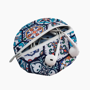 Portugál csempe mintás Headset, fülhallgató, aprópénz tartó - táska & tok - pénztárca & más tok - aprópénztartó - Meska.hu