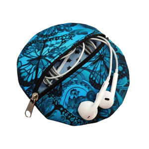 Headset, fülhallgató, aprópénz tartó - Türkizkék pillangós  - táska & tok - pénztárca & más tok - aprópénztartó - Meska.hu