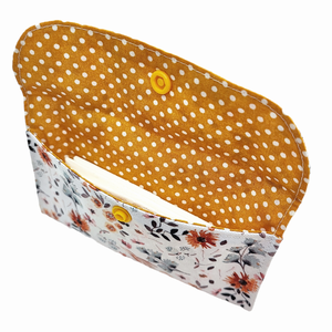 Apróvirágos Papírzsebkendő tartó - Patentos zsebkendőtartó - Mustár - táska & tok - pénztárca & más tok - zsebkendőtartó tok - Meska.hu