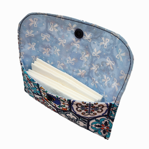 Portugál csempe mintás Papírzsebkendő tartó - Patentos zsebkendőtartó  - táska & tok - pénztárca & más tok - zsebkendőtartó tok - Meska.hu