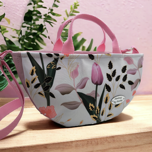 Tulipános 2in1 női táska - kézitáska / válltáska - Rózsaszín , Táska & Tok, Variálható táska, Varrás, MESKA