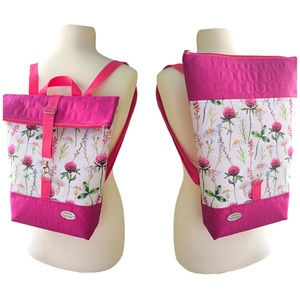 Mezei virágok Roll Top Hátizsák / Hátitáska - Pink - Több méret - táska & tok - hátizsák - roll top hátizsák - Meska.hu