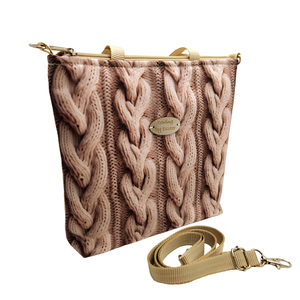 2in1 Neszesszer és crossbody - Bézs kötött minta - táska & tok - neszesszer - Meska.hu