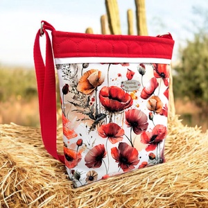 Piros pipacsos crossbody / válltáska / keresztpántos táska - Több méret - Meska.hu
