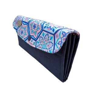 Kék és rózsaszín csempés sok zsebes pénztárca - táska & tok - pénztárca & más tok - pénztárca - női pénztárca - Meska.hu