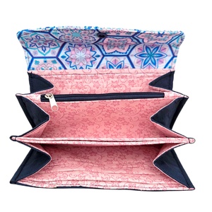 Kék és rózsaszín csempés sok zsebes pénztárca - táska & tok - pénztárca & más tok - pénztárca - női pénztárca - Meska.hu