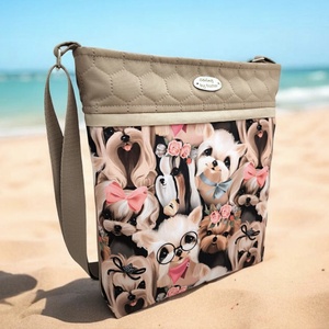 Sok zsebes különleges crossbody / válltáska - Cuki kutyás - Meska.hu