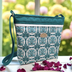 Készleten! - Havasi gyopár mintás - crossbody / válltáska - Türkiz - Meska.hu