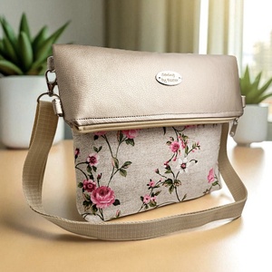 Roll Top crossbody / válltáska - Bronz és rózsaszín - Meska.hu