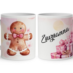 Kérd a neveddel - Cuki pink mézeskalács ember mintás bögre, Otthon & Életmód, Konyhafelszerelés, tálalás, Tálalás, Bögre & Csésze, , MESKA