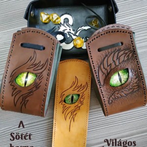 Sárkányszemes kockatartó szütyő - ZÖLD szemmel - játék & sport - táblajáték és kártyajáték - társasjátékok - dobókocka - Meska.hu