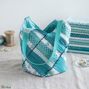 Mentazöld Patchwork bevásárlótáska - Meska.hu