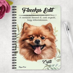 Személyre szabható - Barna pomerániai törpespicc portré mintás A5-ös füzet - otthon & életmód - papír, írószer - jegyzetfüzet & napló - Meska.hu