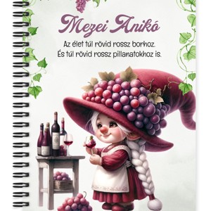 Személyre szabható - A legjobb borász manólány pohárral mintás A6-os füzet, Otthon & Életmód, Papír, írószer, Jegyzetfüzet & Napló, , MESKA