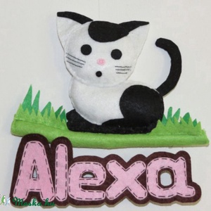 Cirmos cica névtábla, Otthon & Életmód, Babaszoba, gyerekszoba, Gyerek névtábla, Varrás, MESKA